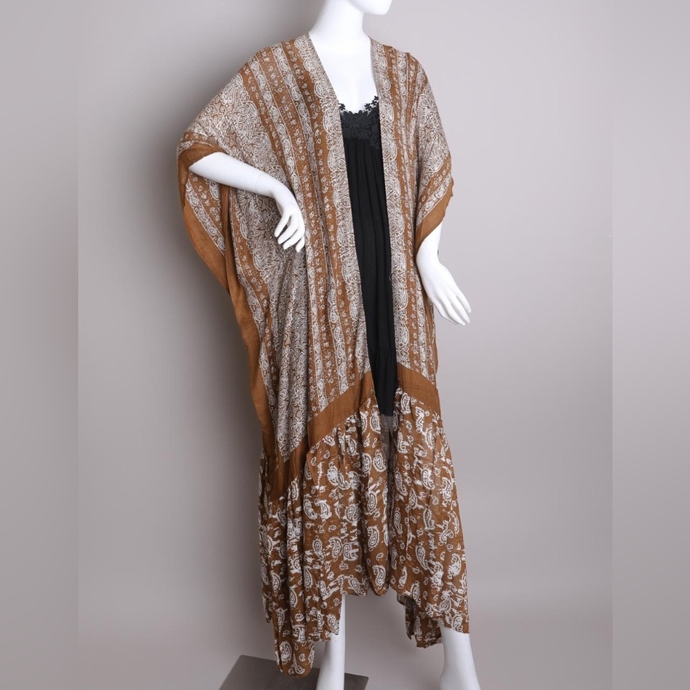 Toffee Maxi Free Flow Paisley Duster Kimono - Picture 4 of 5
